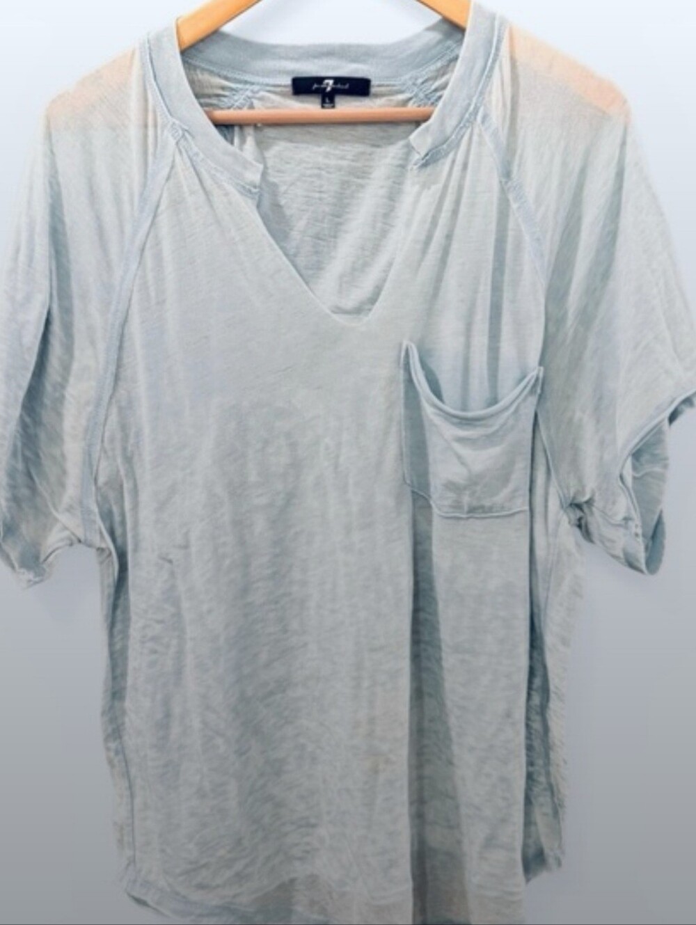 🎉 4 Items/$15 🎉 7 For All Mankind Women's Light Blue Slub Knit Pocket Tee